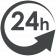 Signet 24-Stunden-Notdienst: Pfeilkreis mit der Aufschrift 24h